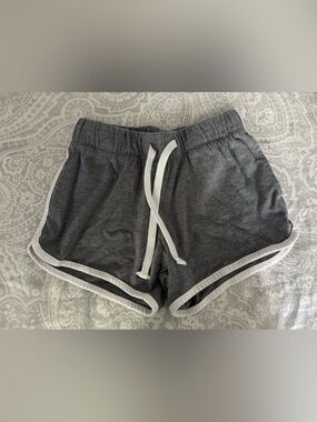 Girls' Charcoal Gray Lounge Shorts with White Trim